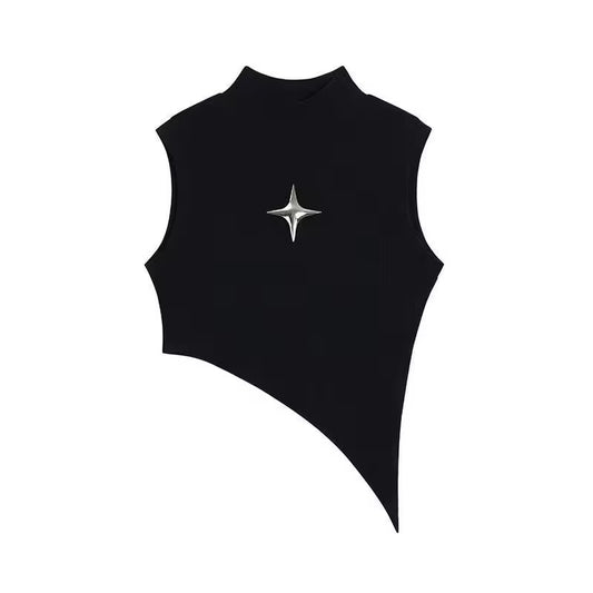 Black Cyber Punk Y2k Minimalist Crop Top