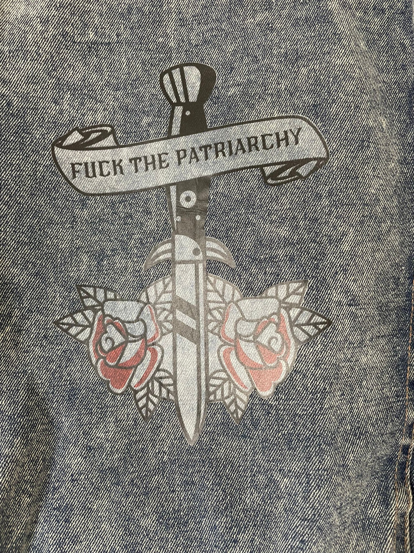 F*CK The Patriarchy Customised Studded Denim Jacket