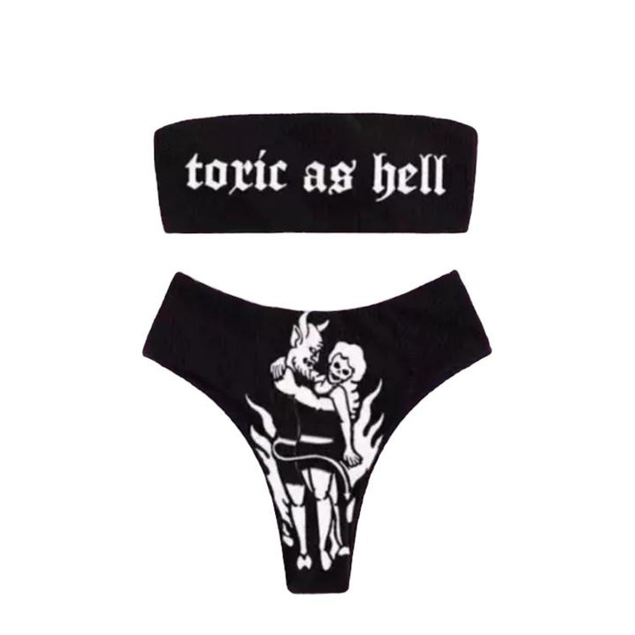 Black Toxic As Hell 2 Piece Bikini Set