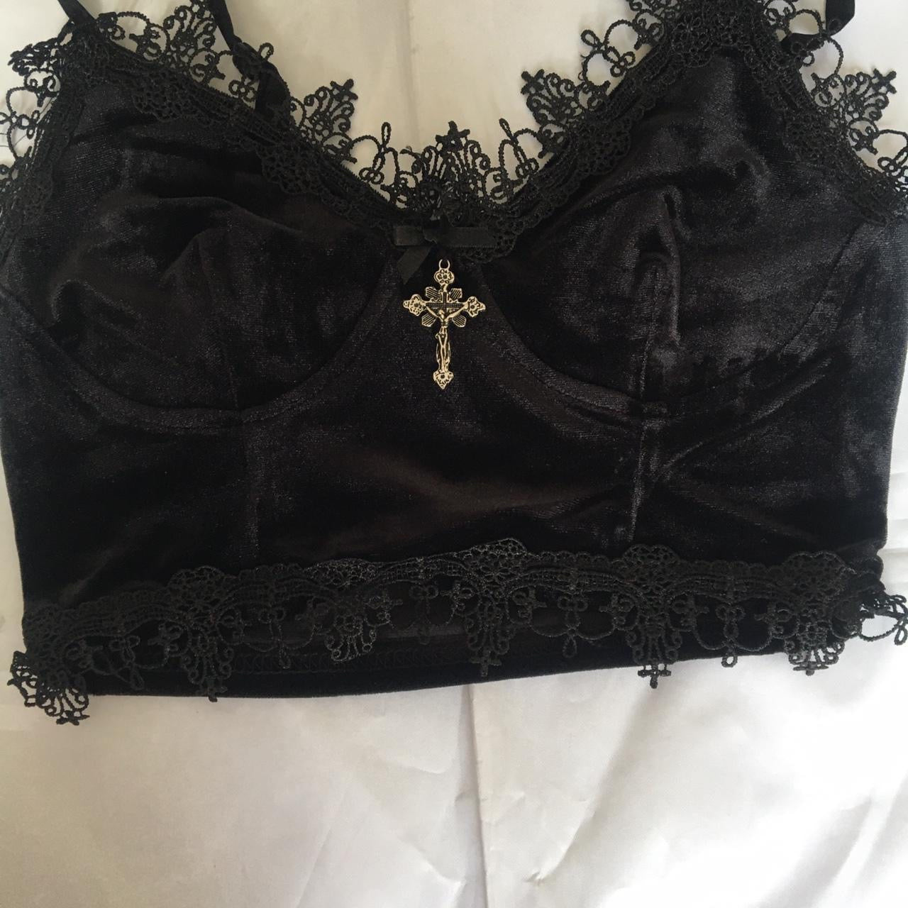 Black Velvet Gothic Unholy Crop Top