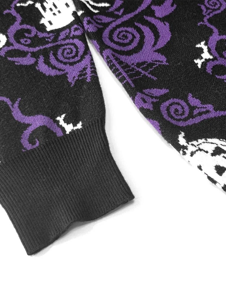 Black And Purple Gothic Oversized Winter Jumper