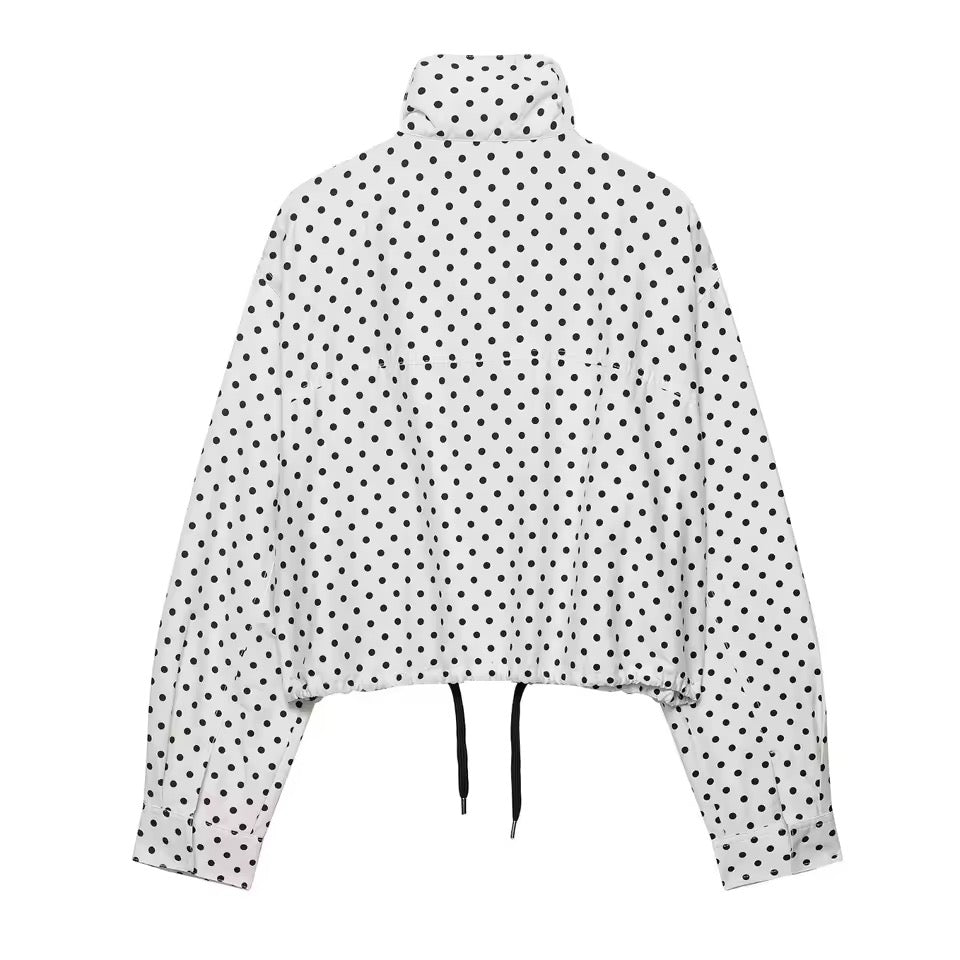 White Polka Dot Co Ord Retro Jacket Shorts Outfit Set