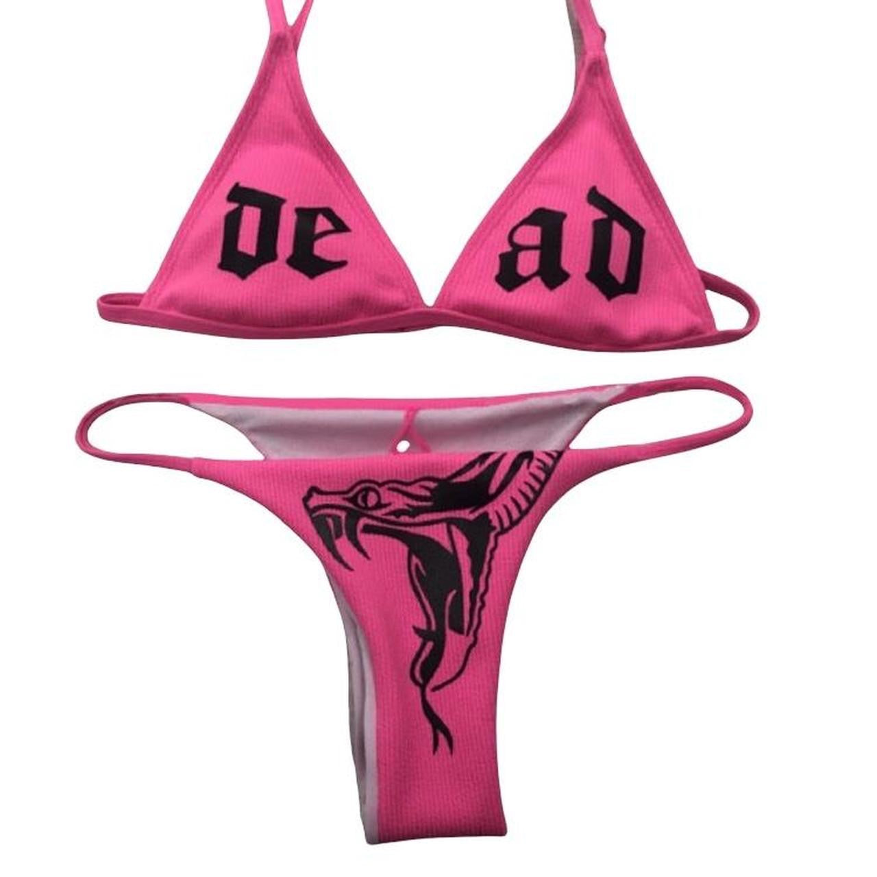 Neon Pink Dead Snake Punk Bikini Set