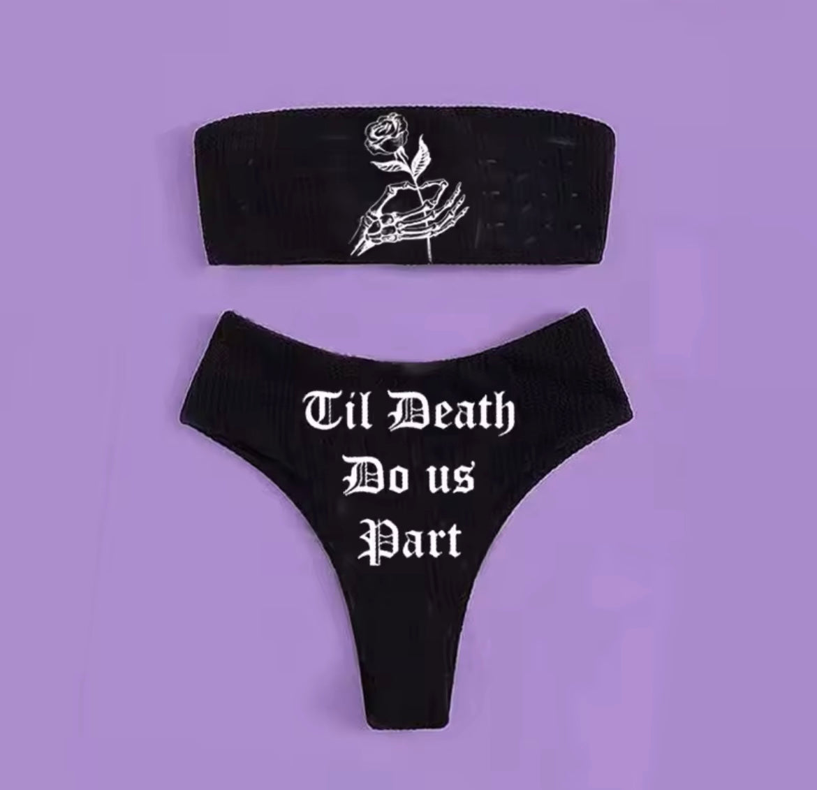 Black 2 Piece Til Death Do Us Part Alternative Bikini Set