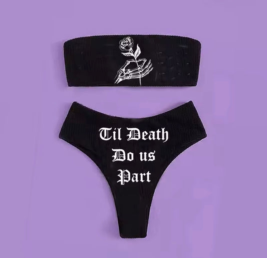 Black 2 Piece Til Death Do Us Part Alternative Bikini Set