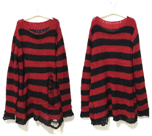 Red And Black Distressed Grunge Jumper