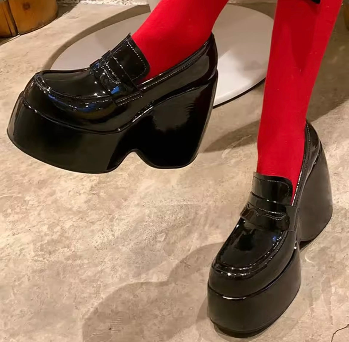 Black Chunky Patent Corporate Goth Platform Mary Jane’s