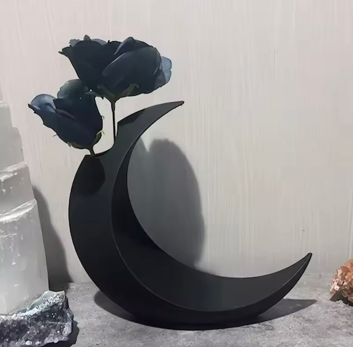 Black Gothic Crescent Moon Planter Vase