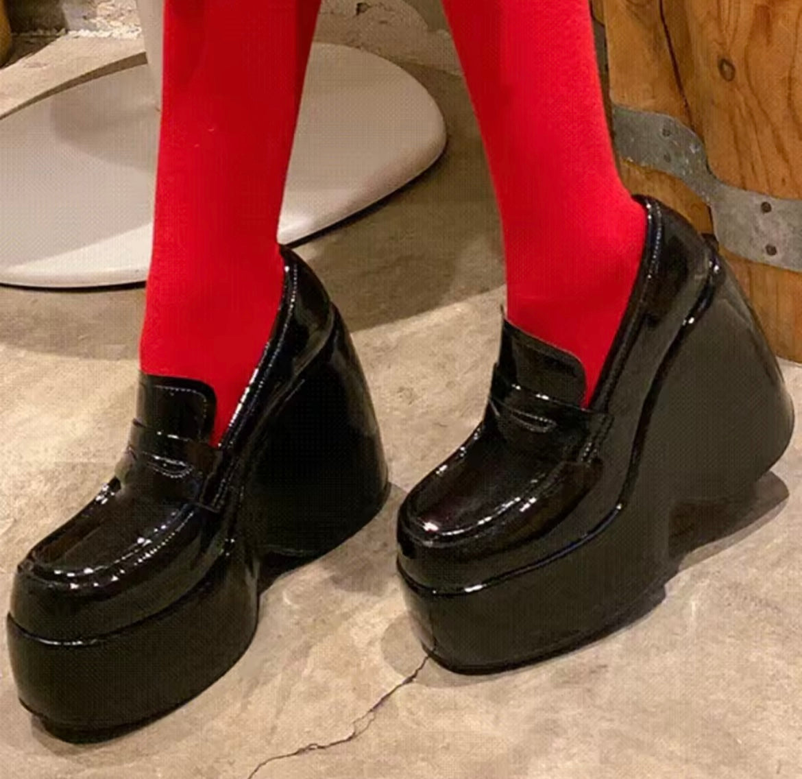 Black Chunky Patent Corporate Goth Platform Mary Jane’s