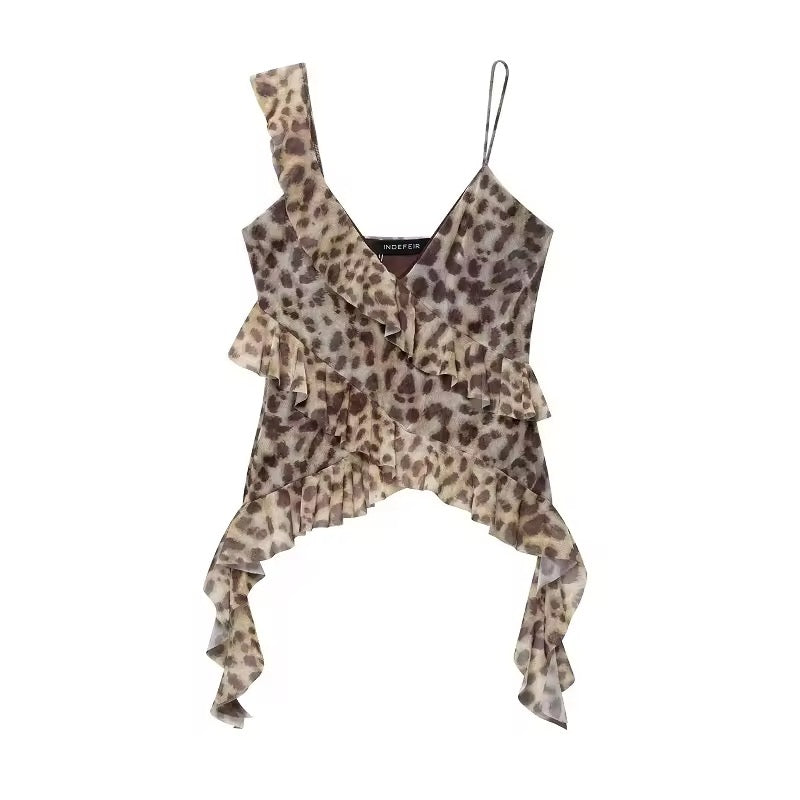 Print Ruffle Y2k Cami Fairycore Crop Top