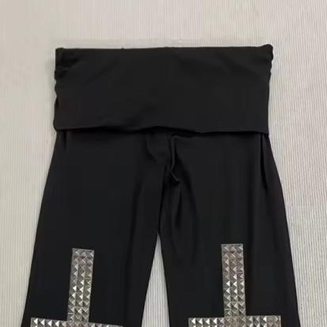 Black Punk Studded Roll Waist Flare Trousers