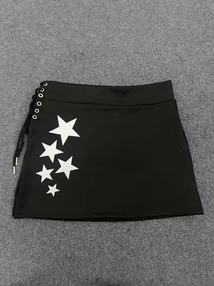 Black Punk Y2k Star Festival Mini Skirt