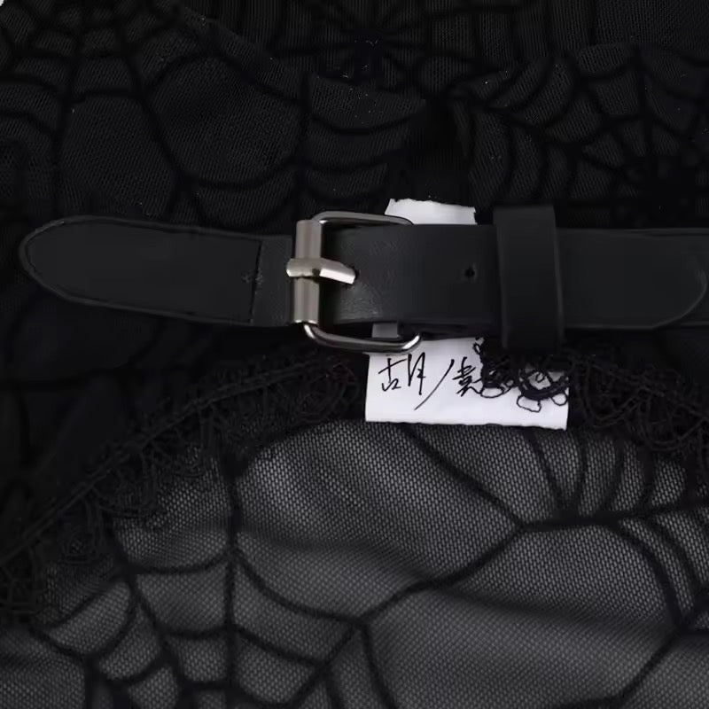 Black Mesh Spiderweb Gothic Print Long Sleeve Bolero Shrug