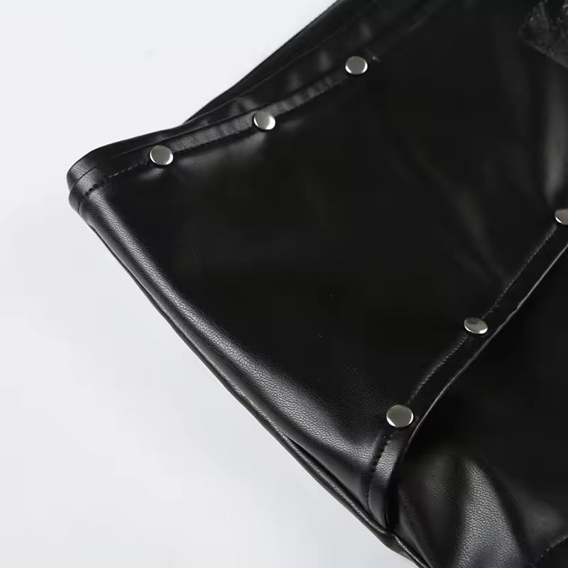 Black Faux Leather Punk Low Rise Shorts