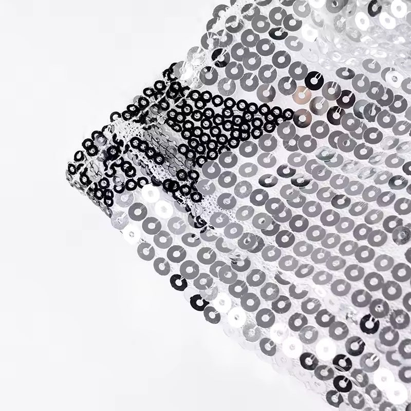 Silver Sequin Star Going Out Mini Skirt