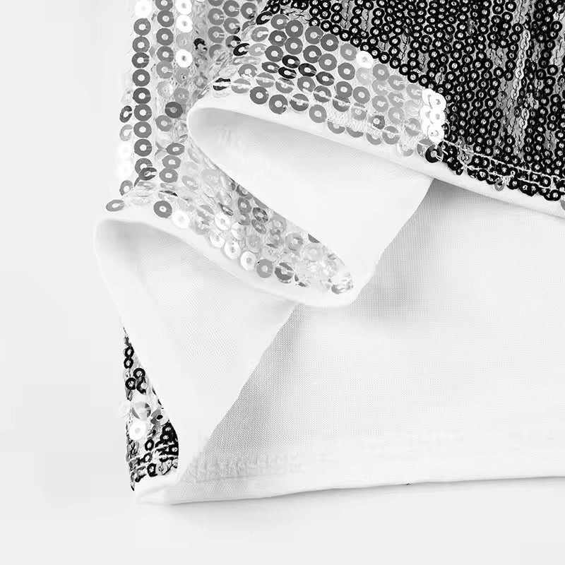 Silver Sequin Star Going Out Mini Skirt