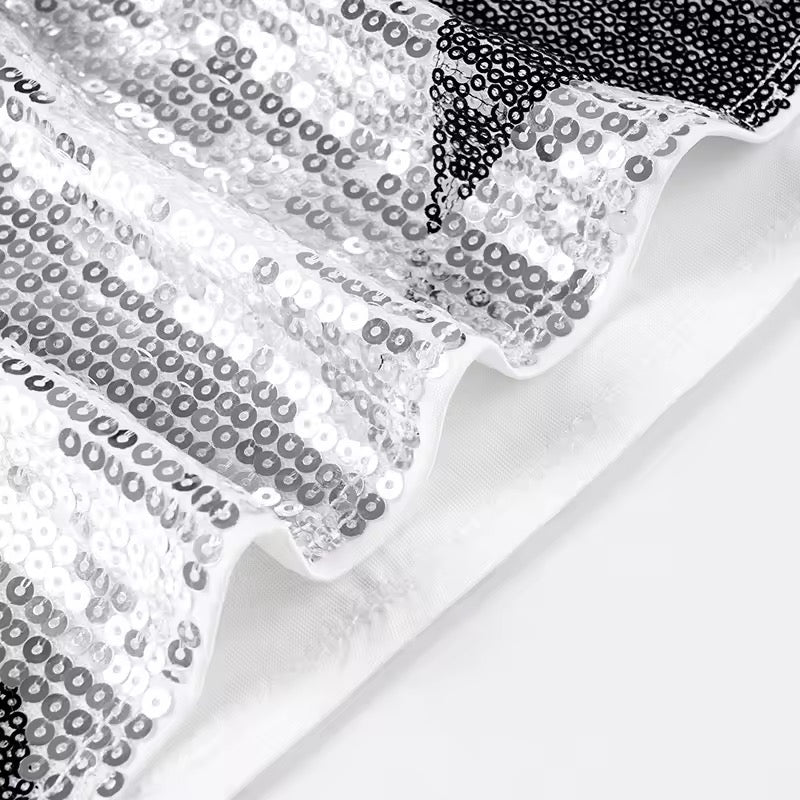 Silver Sequin Star Going Out Mini Skirt