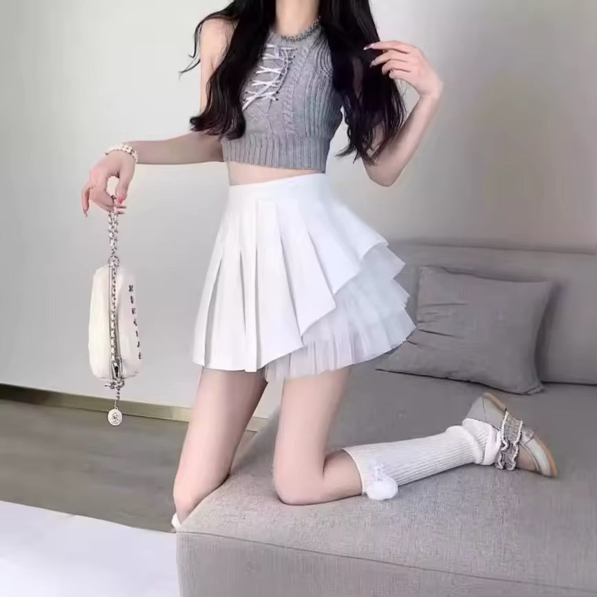 Korean Style Tennis Mini Tutu Pleated Skirt