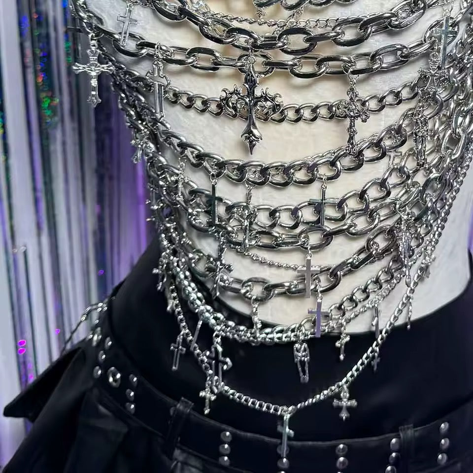 Silver Extreme Chain Punk Festival Crop Top Harness
