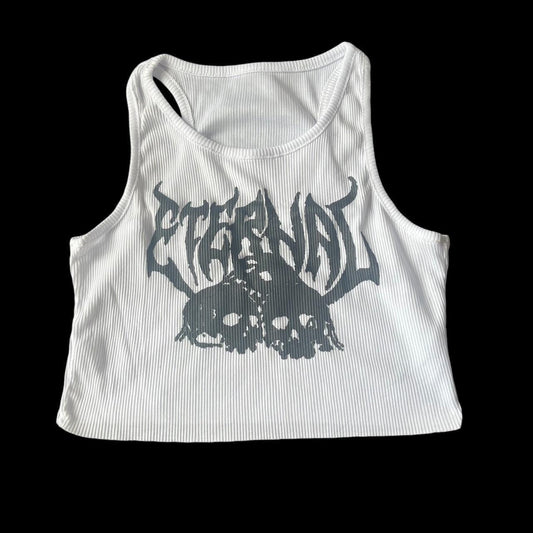 White Gothic Eternal Skill Tank Crop Top