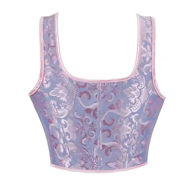 Purple And Pink Fairycore Princess Cropped Corset Top