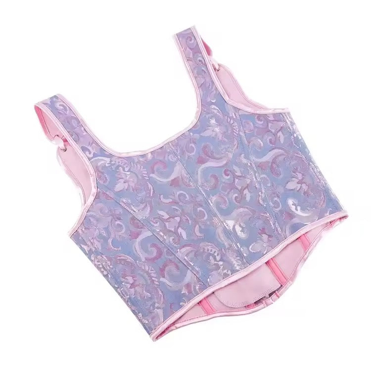 Purple And Pink Fairycore Princess Cropped Corset Top