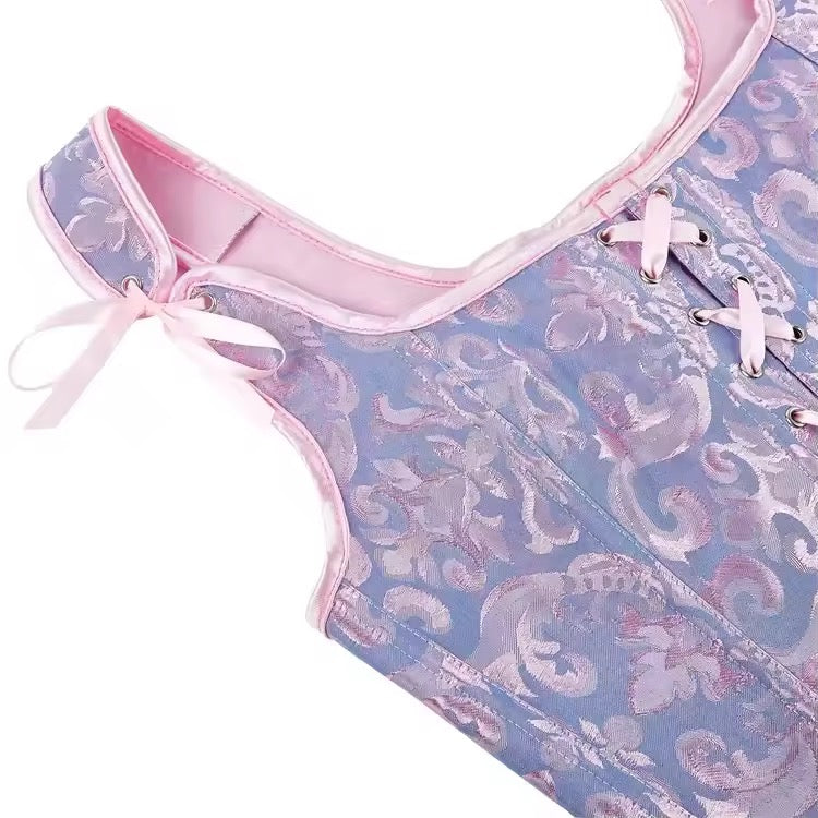 Purple And Pink Fairycore Princess Cropped Corset Top