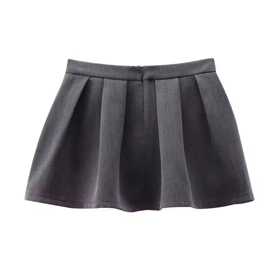 Grey Corporate Goth Suit Mini Skirt