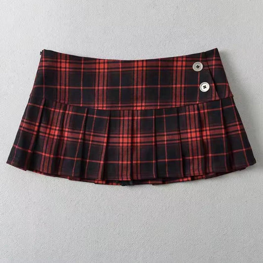 Red And Black Checkered Y2k Grunge Mini Skirt