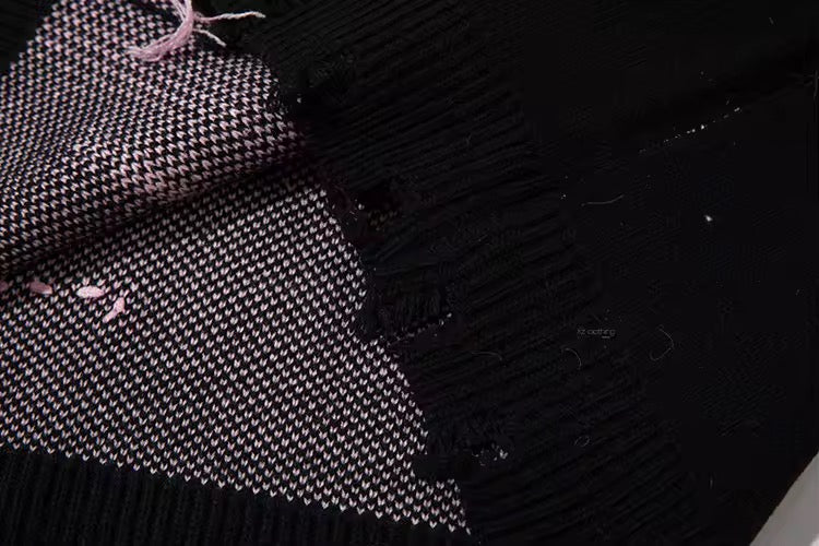 Black Grunge Knitted Butterly Cardigan