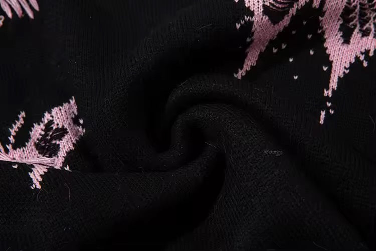 Black Grunge Knitted Butterly Cardigan