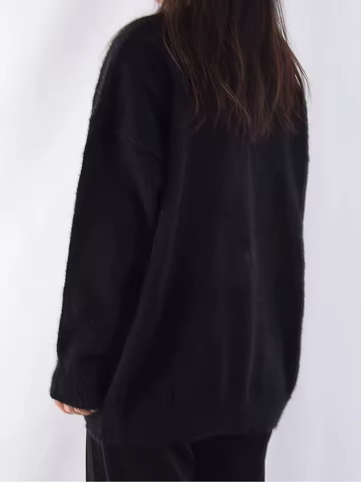 Black Gothic Satans Familiar Cat Oversized Knitted Jumper