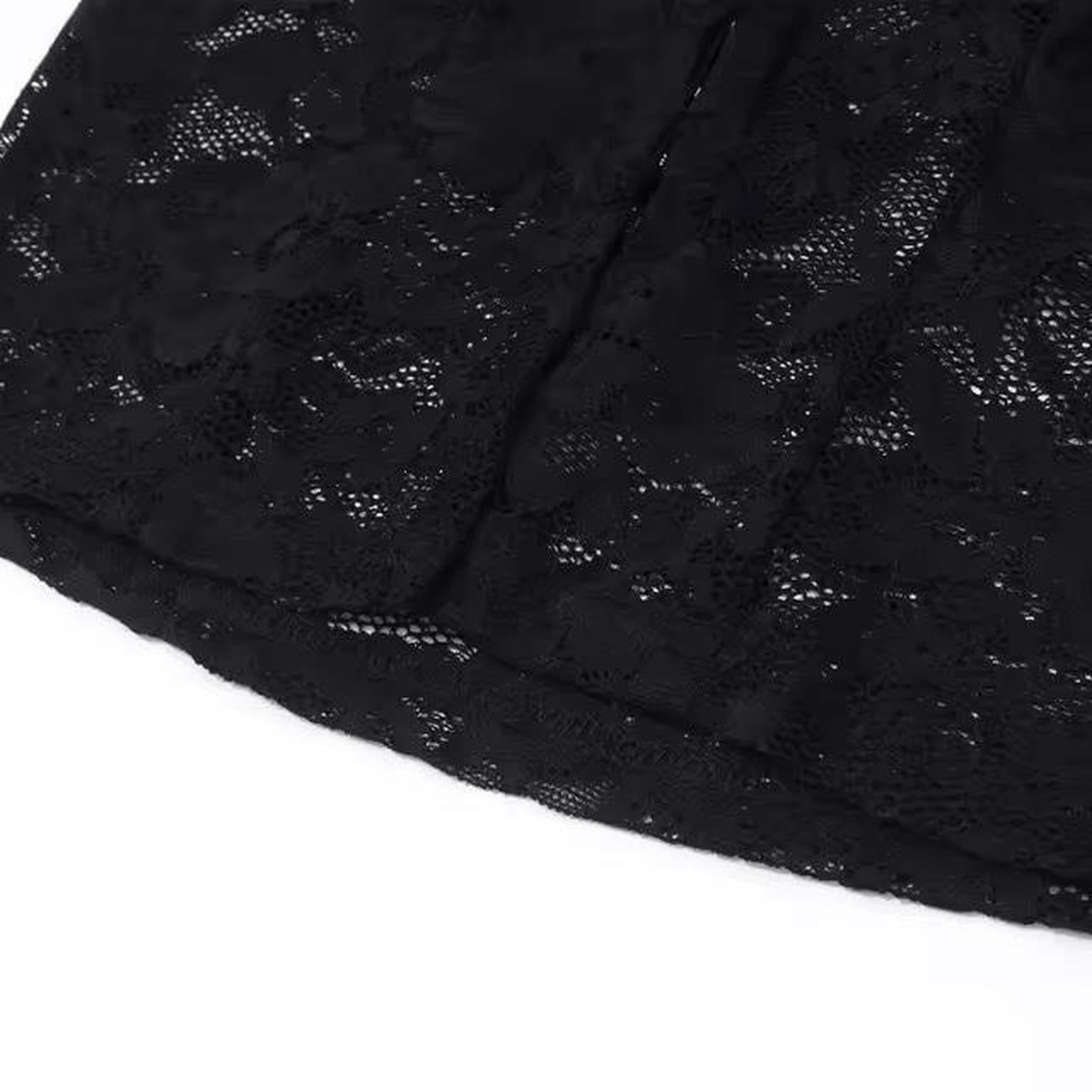 Black Lace Fluffy 2 Piece Blouse And Skirt Clueless Set