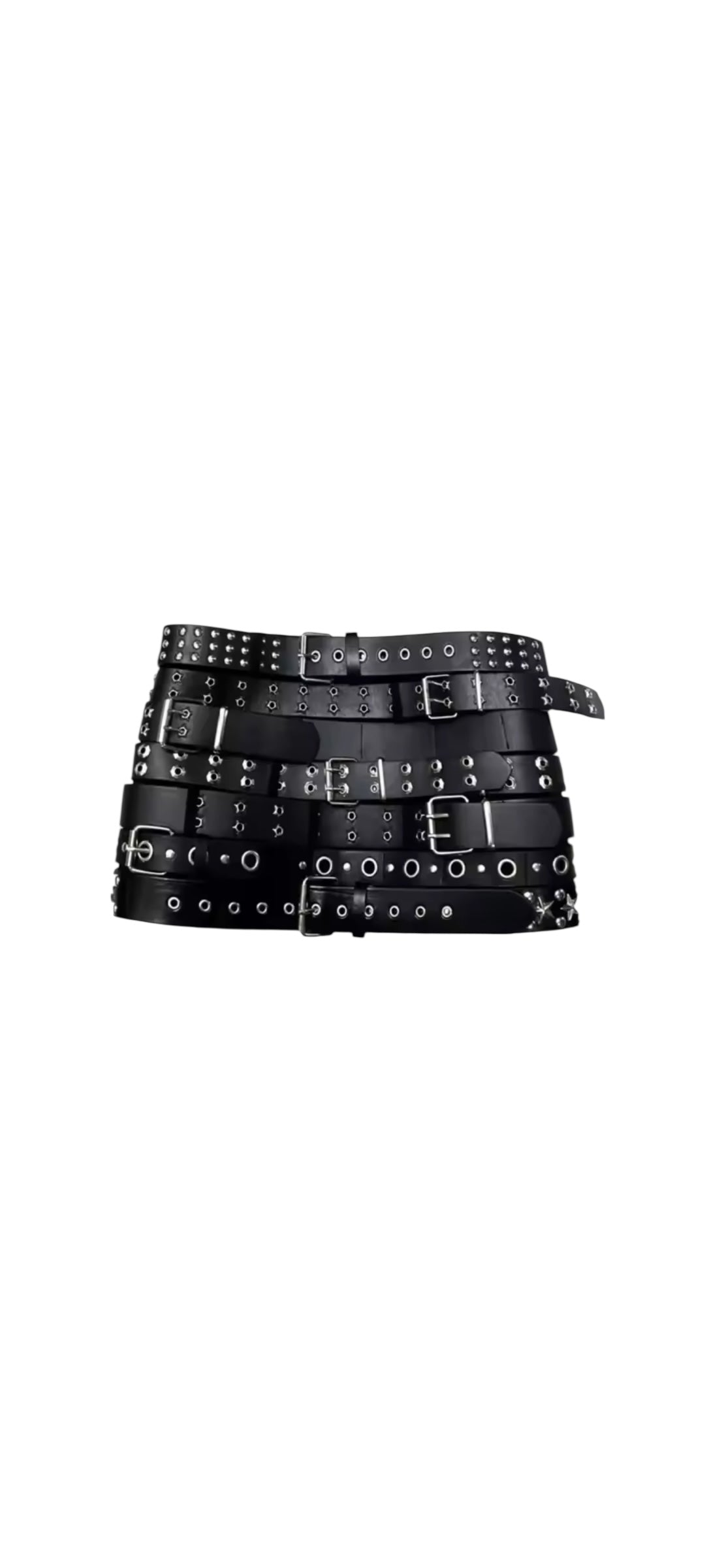 Black Faux Leather Extreme Belt Punk Mini Skirt