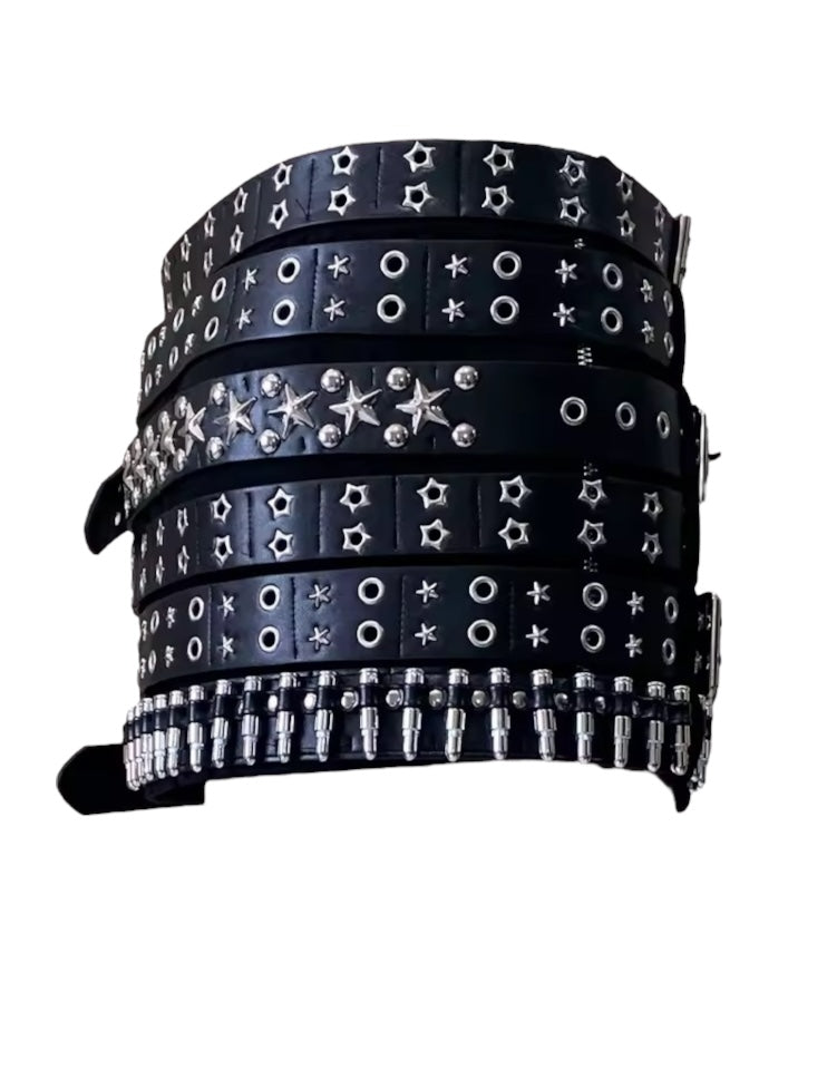 Black Faux Leather Extreme Belt Punk Mini Skirt