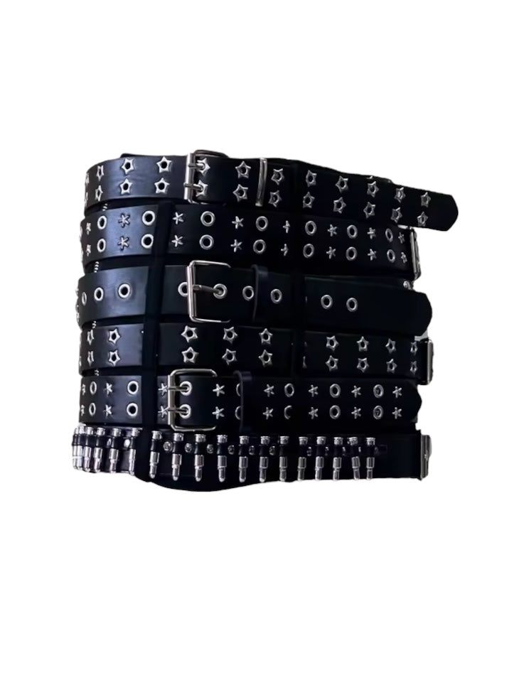 Black Faux Leather Extreme Belt Punk Mini Skirt