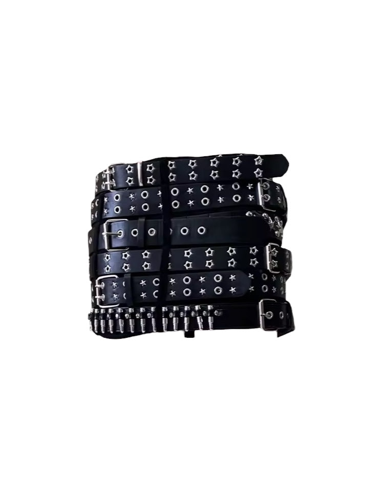 Black Faux Leather Extreme Belt Punk Mini Skirt