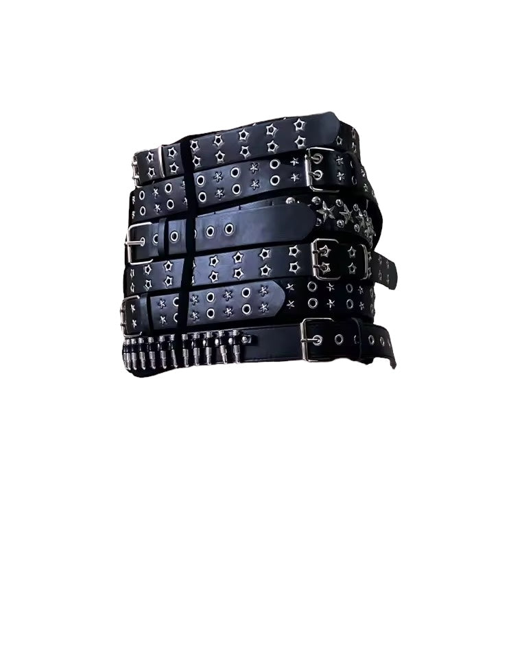 Black Faux Leather Extreme Belt Punk Mini Skirt