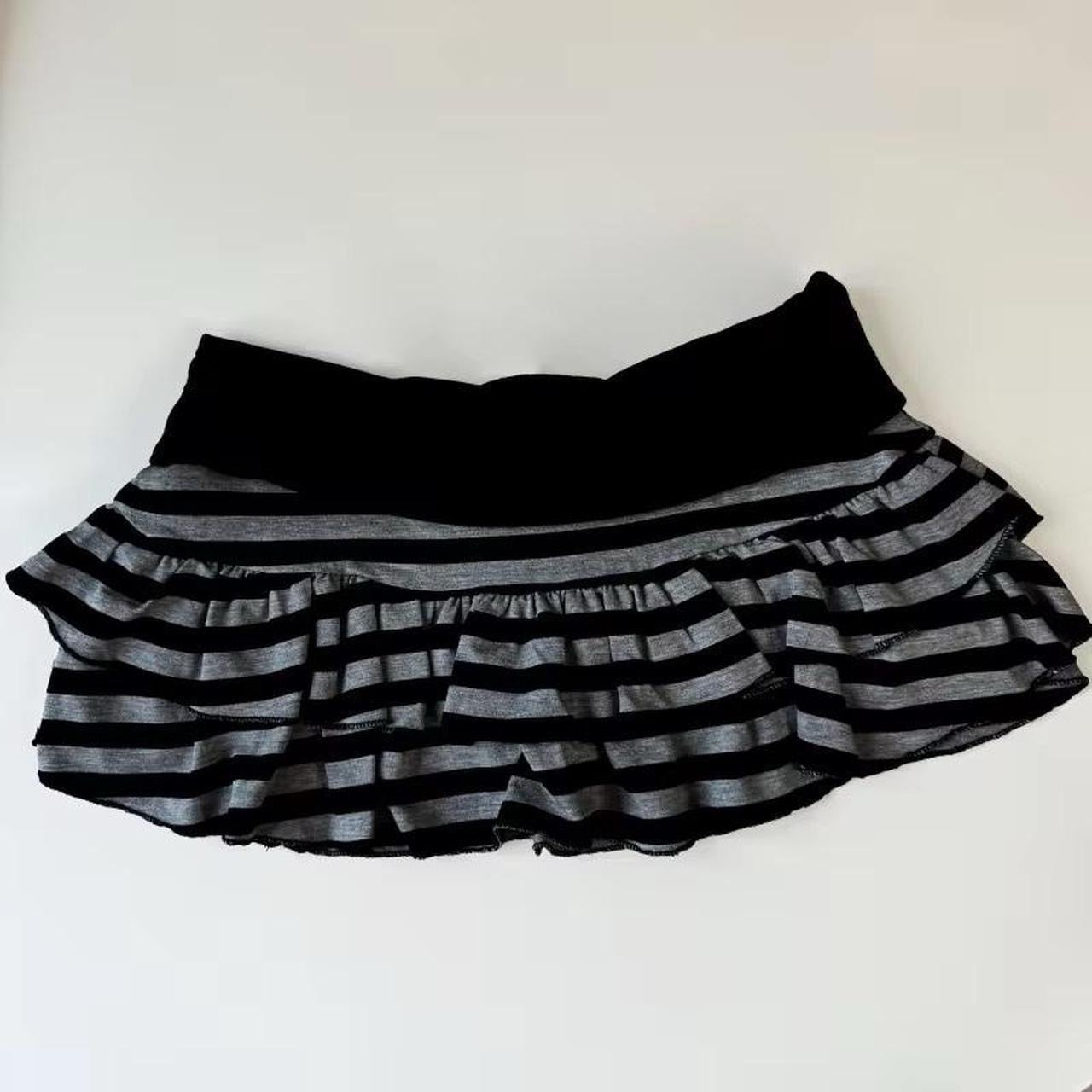 Grey And Black Striped Emo Y2k Mini Skirt