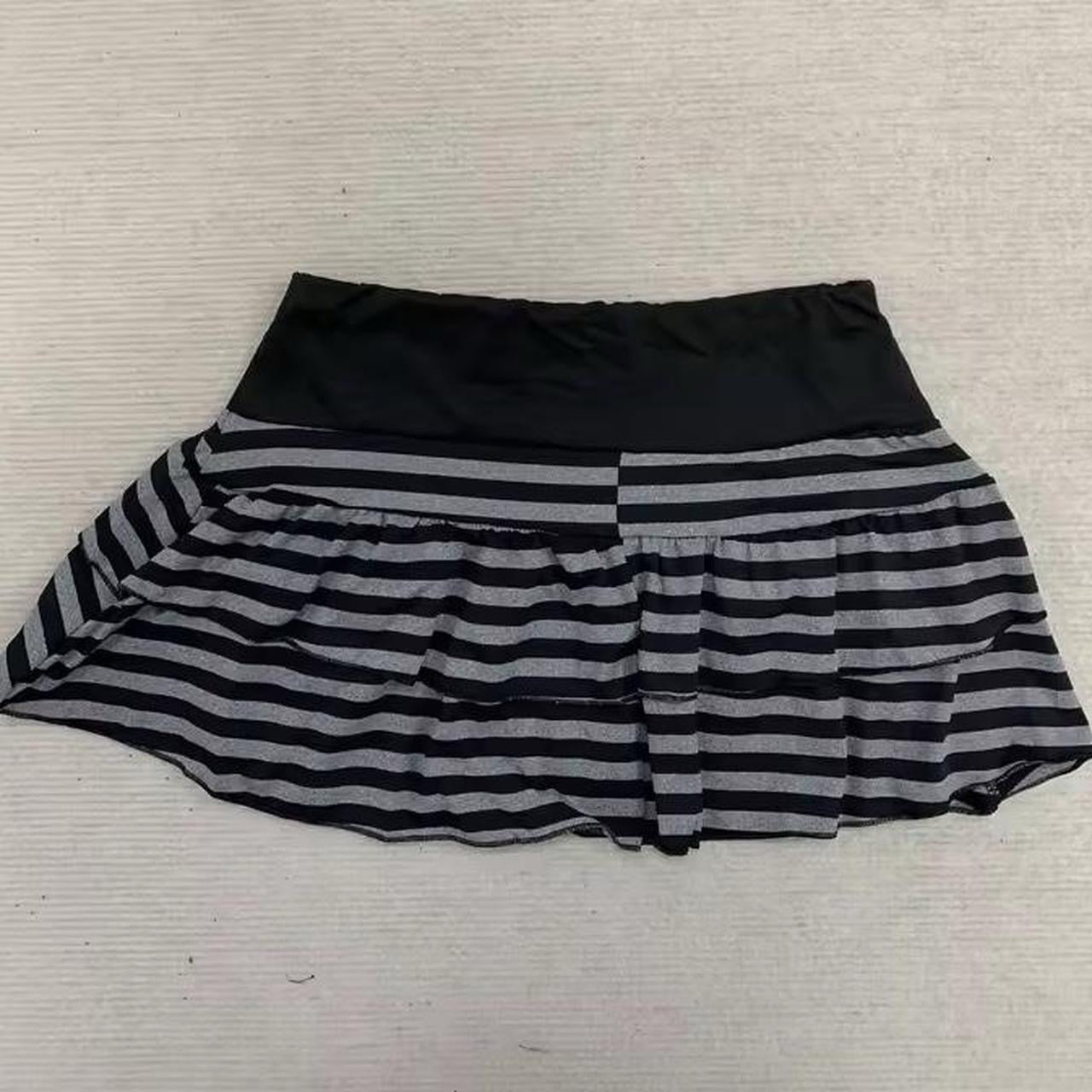 Grey And Black Striped Emo Y2k Mini Skirt