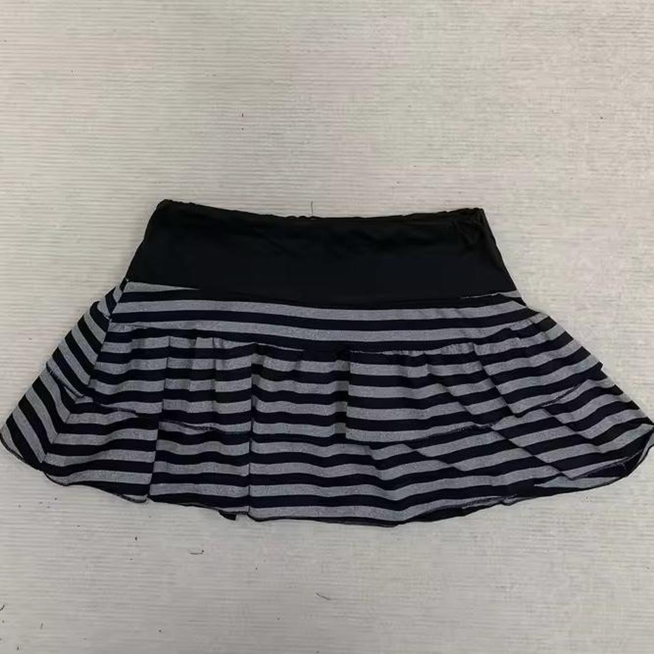 Grey And Black Striped Emo Y2k Mini Skirt