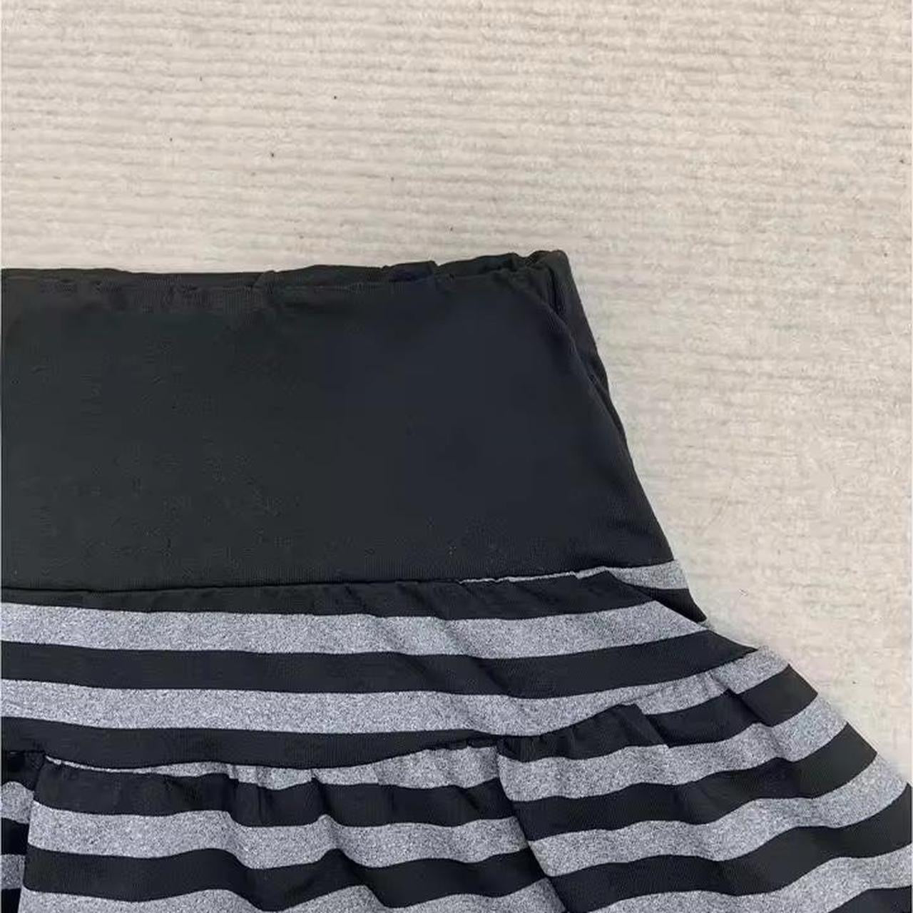 Grey And Black Striped Emo Y2k Mini Skirt