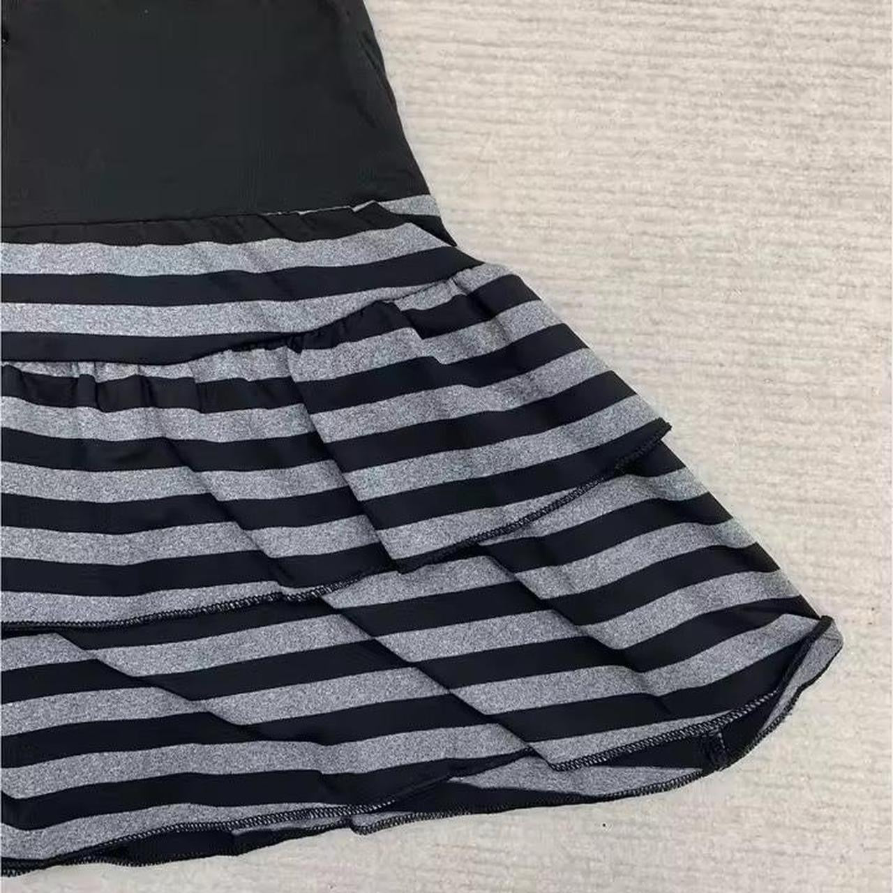 Grey And Black Striped Emo Y2k Mini Skirt