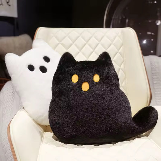 Ghost Cat Plushie Throw Pillow Gothic Home Decor