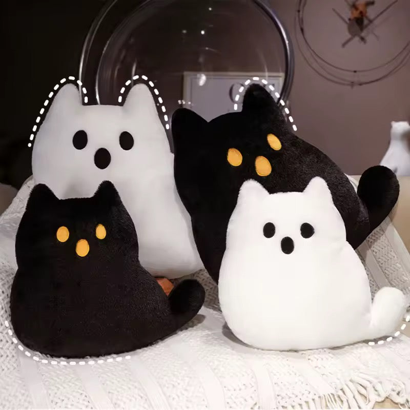 Ghost Cat Plushie Throw Pillow Gothic Home Decor