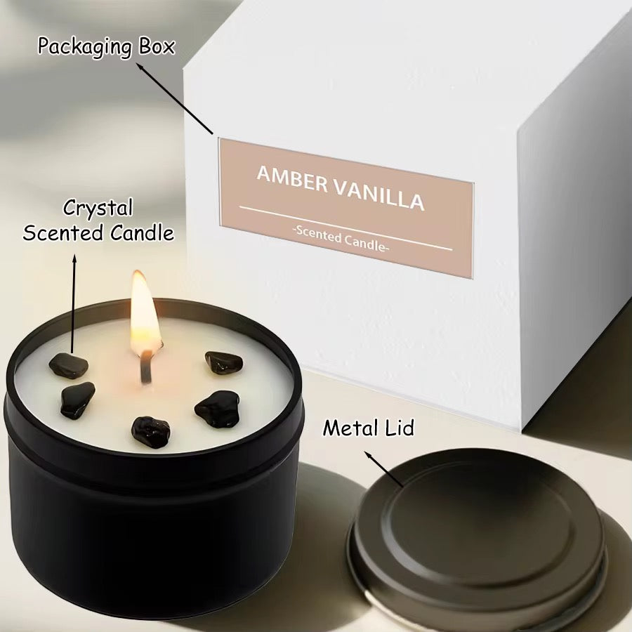 Amber Vanilla Black Crystal Fortress Scented Candle
