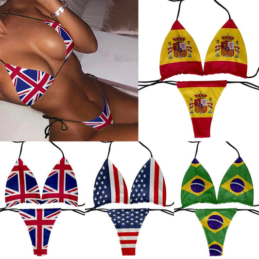 Country Flag 2 Piece Printed Micro Bikini Set