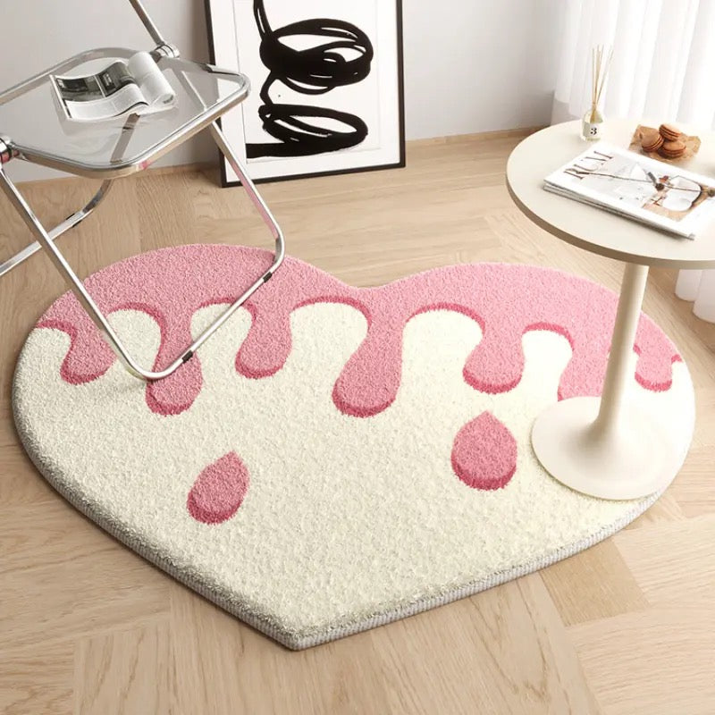 White Dripping Heart Shaped Kawaii Alt Mat