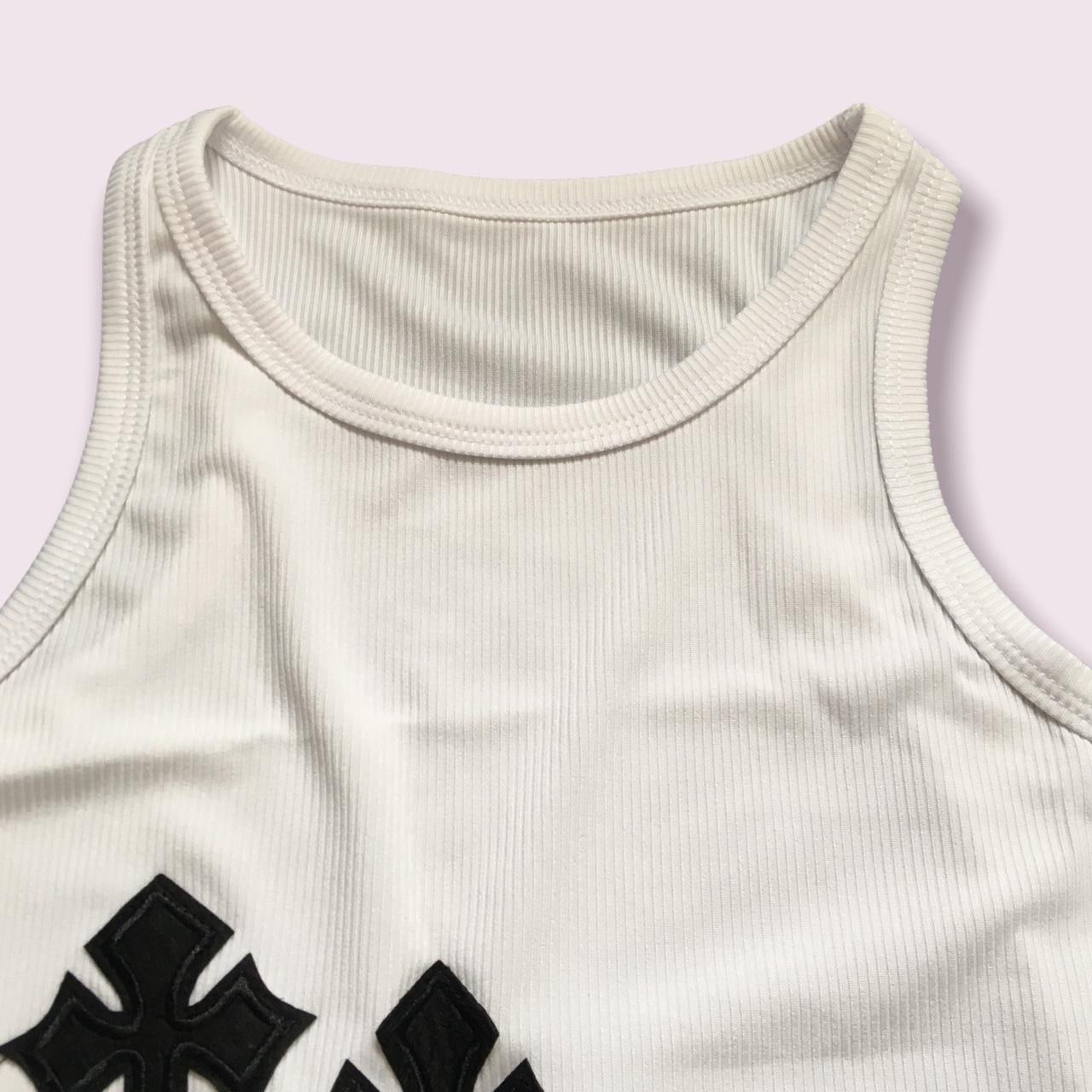 White Cross Patch Gothic Baby Tee Style Crop Top