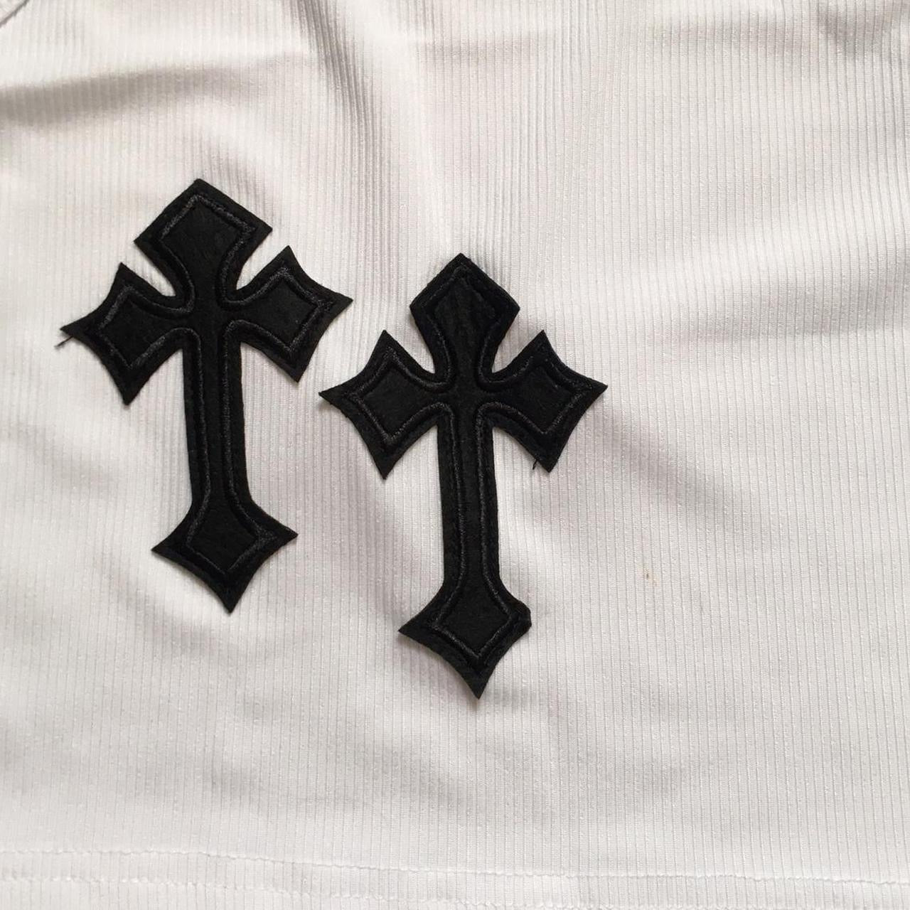 White Cross Patch Gothic Baby Tee Style Crop Top